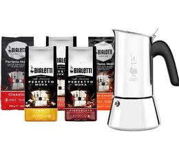 Bialetti - Espressokocher New Venus 6 + Kaffee gemahlen 5 x 250 g 