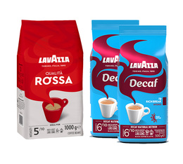 Lavazza - Kaffeebohnen Morgen & Abend Bundle – Qualità Rossa & Decaf Intenso - 2kg