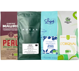 MaxiCoffee - Kaffeebohnen - Bio-Probierset, in Europa geröstet -  4 x 250 g