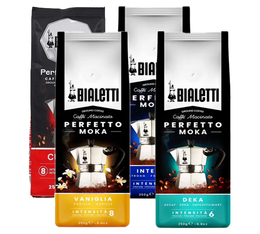 Bialetti - Perfetto Moka Probierset klassischer Kaffee gemahlen 4 x 250 g