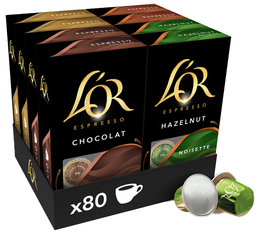 80 Nespresso* Original-kompatible Kapseln – 4 aromatisierte Kaffeesorten – L'Or Espresso