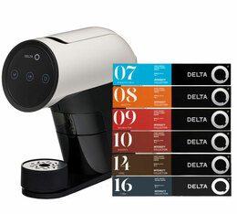 Sonderangebot: Beim Kauf von 180 Delta Q-Kapseln erhalten Sie eine DELTA Q ICONIQ Weiß GRATIS dazu