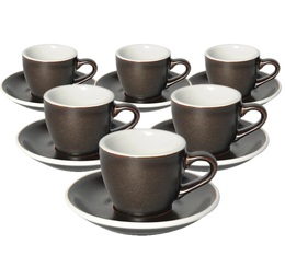Loveramics Set mit 6 Espressotassen EGG mit Untertassen braun- 80 ml