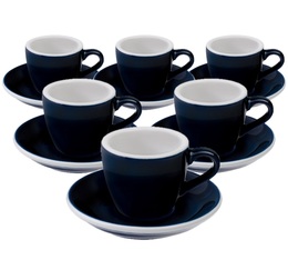 Loveramics Set mit 6 Espressotassen EGG mit Untertassen dunkelblau- 80 ml