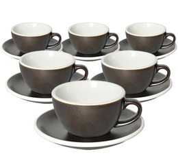 Loveramics Set mit 6 Cappuccinotassen EGG mit Untertassen Gundpowder  - 200 ml