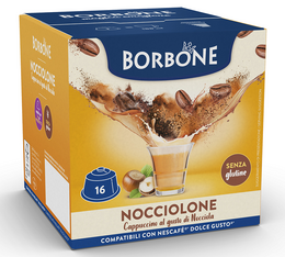 16 Nescafe* Dolce Gusto* kompatible Kapseln Cappuccino Nocciolone – Caffe Borbone