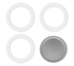 Bialetti - 3 Dichtungsringe + Filterplatte für Espressokocher 2 Tassen