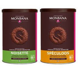 Monbana - Set mit Trinkschokolade aromatisiert Nuss und Spekulatius 2 x 250 g