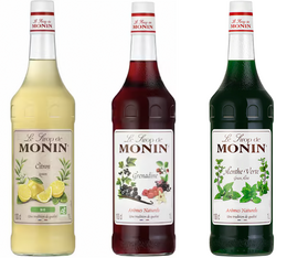 Monin 3er Set Sirup Minze - Grenadine - Biozitrone 3 x 1 L