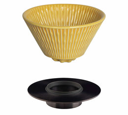 Loveramics Dripper -  yellow - mit flachem Boden und Metallhalterung
