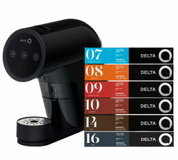 Sonderangebot: Beim Kauf von 180 Delta Q-Kapseln erhalten Sie eine DELTA Q ICONIQ Schwarz GRATIS dazu