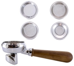 Lelit Siebträger CoffeeSlide 2 Ausläufe Griff aus Walnussholz mit 4 Lelit-Filtern