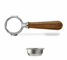 Lelit Bodenloser Siebträger 58mm aus Zebrano Holz mit Filter für 2 Tassen