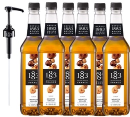 Maison Routin 1883 Sirup Nuss geröstet für Geschäftskunden 6 x 1 L + Dosierpumpe 