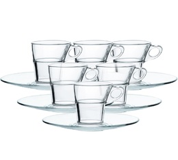 Duralex - Kaffeeglas Caprice 90 ml mit Untertasse x 6