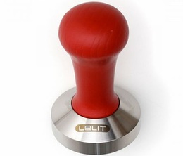Lelit Tamper 57 mm Stahl und roter Holzgriff