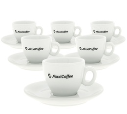 6 Espressotassen mit Untertasse aus Porzellan - 80 ml