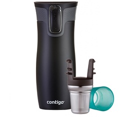 Contigo - Thermobecher West Loop Stainless Steel mattschwarz 470 ml + Teefilter